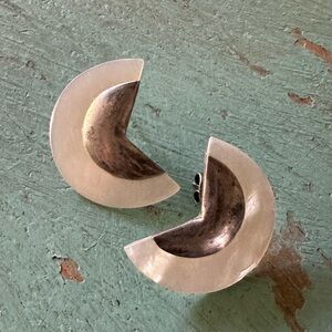 Shell and silver oversized vintage earrings